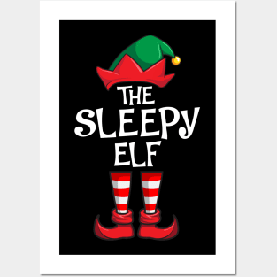 Sleepy Elf Matching Family Christmas Posters and Art